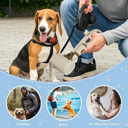 Dog Poop Scooper with Bag Dispenser, Sanitary Pet Waste Collector, Clip On Poop Picker Grabber, Ergonomic Handle Outdoor Cleanup Tool, Leash Attachment for Walks(Coffee)