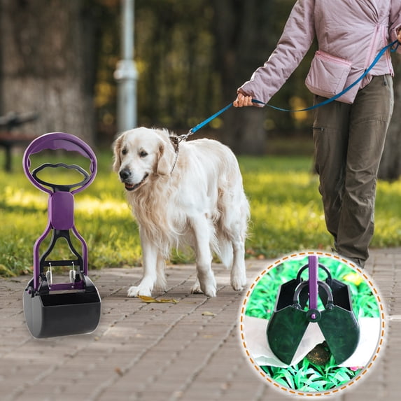 Dog Poop Scooper Long Handle Feces Cleanup Tool Waste Pick Up Claw Grabber for Walking Yard Park Easy Use Durable Metal