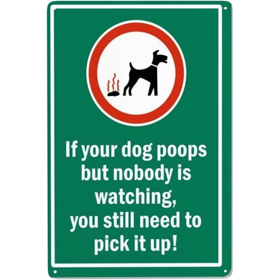 Dog Poop Sign – 8x12 Inch RustFree Aluminum,Reflective & Weatherproof,Pick Up After Your Dog Sign for Lawn,Yard,Park or Private Property
