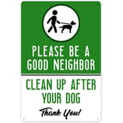Dog Poop Signs for Yard, No Pooping Dog Signs, Clean Up After Your Dog Sign | Aluminum Metal Sign for Yard, UV Protected .60 Rust Free, Outdoor, Free Bonus Decals