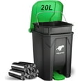 thumbnail image 1 of Dog Poop Trash Can Outside, 20L/5Gallon Dog Waste Trash Can with Lid, Pedal and Removable Inner Waste Bin, Pet Poop Bucket with 100 Bags, Green, 1 of 14