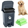 thumbnail image 1 of Dog Poop Trash Can for Outdoors, Dog Waste Trash Can for Yard Garden Home with Lid Removable Inner Bin, 100PCS Green Waste Bag, Grey Fully Assembled, 1 of 12