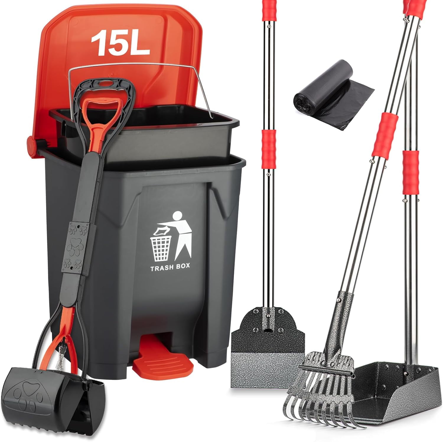 Dog Poop Tray and Rake Set for Large & Small Dogs Dog Pooper Scooper 15 ...