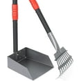 thumbnail image 1 of Dog Poop Tray and Rake Set, Dog Pooper Scooper with Long Adjustable Sectional Stainless Handles, 2 Pieces, 1 of 8