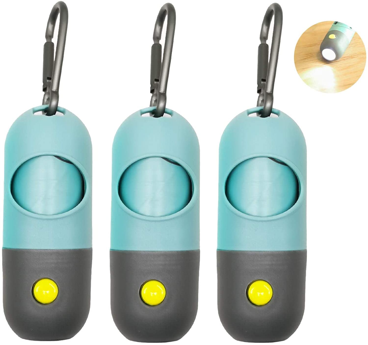 Dog Poop Waste Bags Holder with LED FlashlightCute Doggie Poo Bags