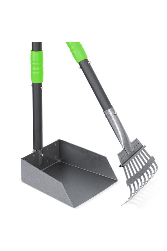 Dog Pooper Scooper, 2 Pack Adjustable Long Handle, Black Green