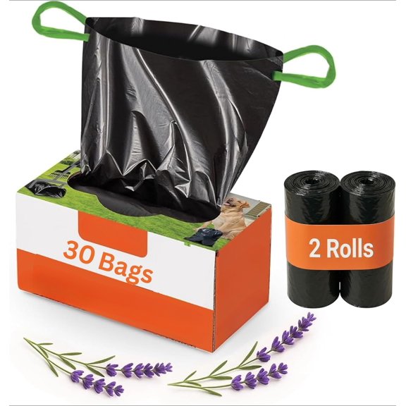 Dog Pooper Scooper with Bag Attachment, 40" Long Handle Pooper Scooper for Large Dogs, Dog Poop Scoop for Yard, Large Capacity Swivel Bin and Rake, Lavender Scented Bags (Grey)