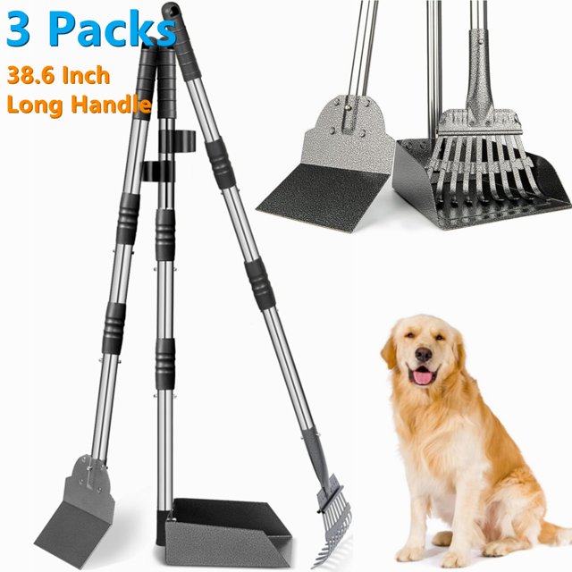 Dog Pooper Scooper, Dog Poop Tray and Rake Set, Pet Waste Removal Scoop