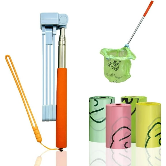 Dog Pooper Scooper,Poop Picker up for Dogs,Dog Pooper Scooper with Bag Attachment,Dog Poop Picker,Portable Foldable Dog Poop Catcher,Comes with 4 Rolls of eco-Friendly Garbage Bags