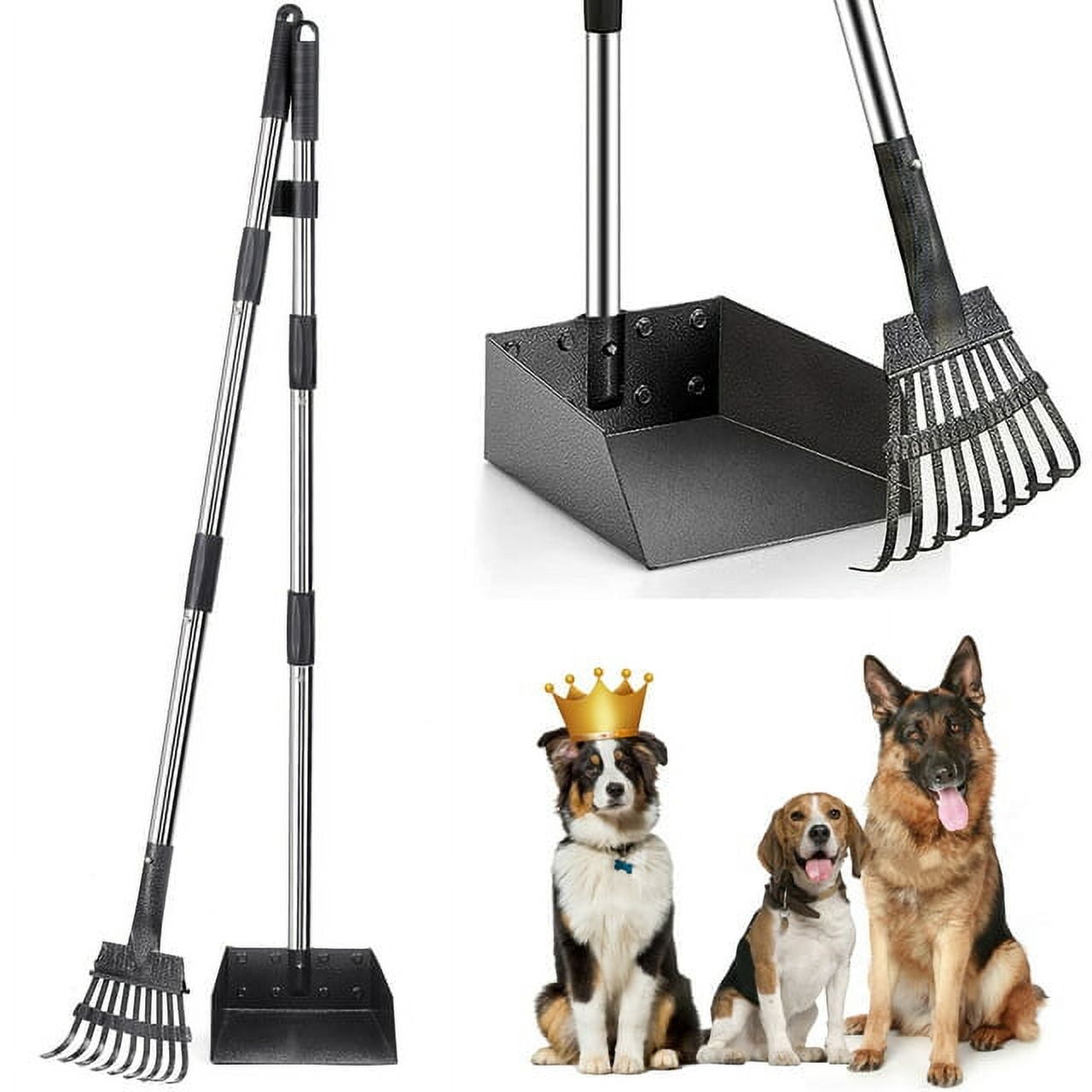 Dog Pooper Scooper, Telescopic Pooper Scooper with Adjustable Long