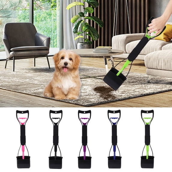 Dog Pooper Scooper with Long Handle, Foldable Spring-Loaded Non-Stick Waste Scoop Basket for Picking Up Pet on Grass, Gravel and Concrete