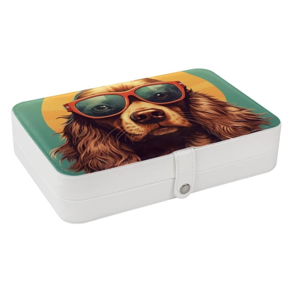 Dog Portable PU Leather Necklace Organizer with Removable Compartment & Decorative Box - Jewelry Boxes Included