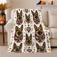 thumbnail image 1 of Dog Portrait Colorful Pet Artwork Playful Graphic Style Dog Lovers Colorful Pet Portrait Warm Flannel Blanket, Pet Adoption Gift for Living Room and Bedroom Home Decor, 1 of 9