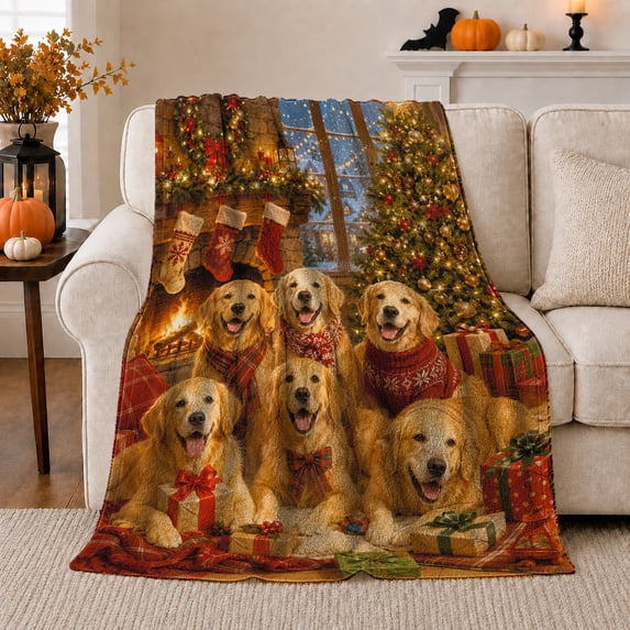 Dog Portrait Colorful Pet Artwork Playful Graphic Style Dog Lovers Colorful Pet Portrait Warm Flannel Blanket, Pet Adoption Gift for Living Room and Bedroom Home Decor