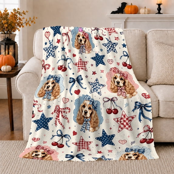 Dog Portrait Colorful Pet Artwork Playful Graphic Style Dog Lovers Colorful Pet Portrait Warm Flannel Blanket, Pet Adoption Gift for Living Room and Bedroom Home Decor