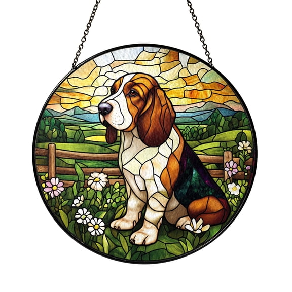 Dog Portrait Stained Glass Window Hanging – Home Decor
