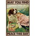 thumbnail image 1 of Dog Poster, Dog And Girl Poster, May You Find Peace This Day Poster ,Painting Art, Dining Room Wall Decor Ideas, Art Deco Frameless 20x30inch, 1 of 4
