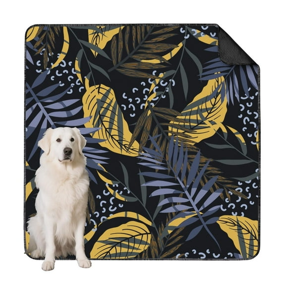 Dog Potty Pads Reusable with Tropical Design, Washable Non-Skid Absorbent Pee Mat for Home and Kennel Protection (Hawaiian plant patterns, 72" x72")