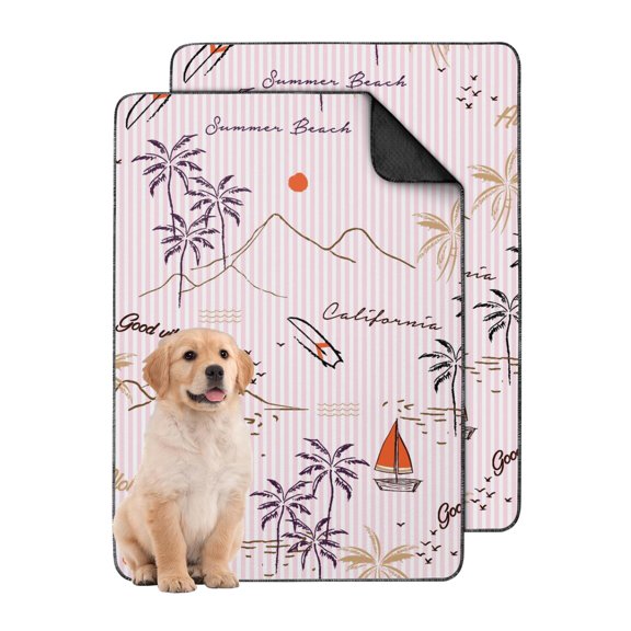 Dog Potty Pads Washable Hawaiian Leaves, Reusable Leakproof Absorbent Training Pad with Locking Bottom for Crate Liner (Hawaiian plant patterns, 24" x35")