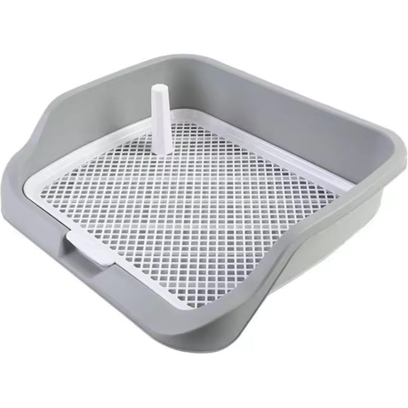 Dog Potty Training Tray with Mesh Grid & Training Post  Indoor Puppy Toilet, Leak-Proof Pee Pad Holder, Reusable Dog Toilet for Small & Medium Dogs, Non-Slip Pet Training Tray 21.6"x17.7"