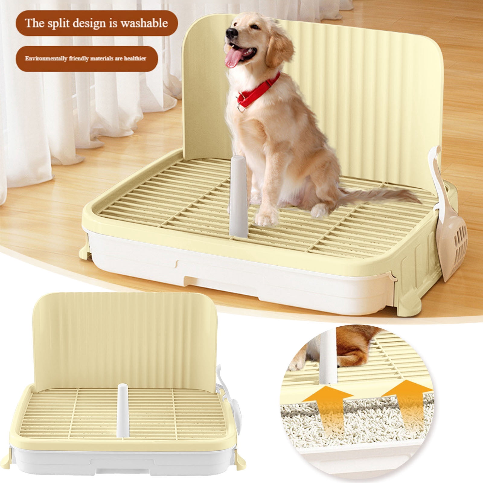 Dog Potty Tray, Pet Pee Mesh Potty with Splash Wall, Indoor Dog ...
