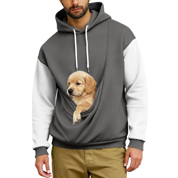 Dog Pouch Hoodie For Men Women Kangaroo Pocket Cat Pouch Dog Hoodie Pet Carrier Fall Winter Pullover Animal Holder Tops Plus Size Dark Gray S