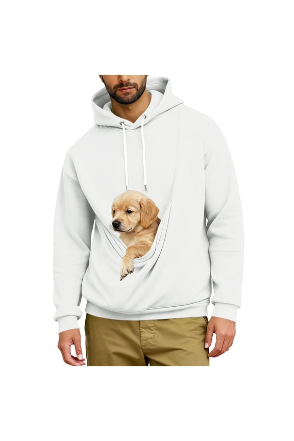 Dog Pouch Hoodie For Men Women Kangaroo Pocket Cat Pouch Sweatshirts Pet Carrier Pullover Animal Holder Tops Plus Size