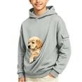 thumbnail image 1 of Dog Pouch Hoodie for Kids Oversized Kangaroo Pouch Hoodies Boys Carrier Cargo Sweatshirt Solid Long Sleeve Pullover, 1 of 10
