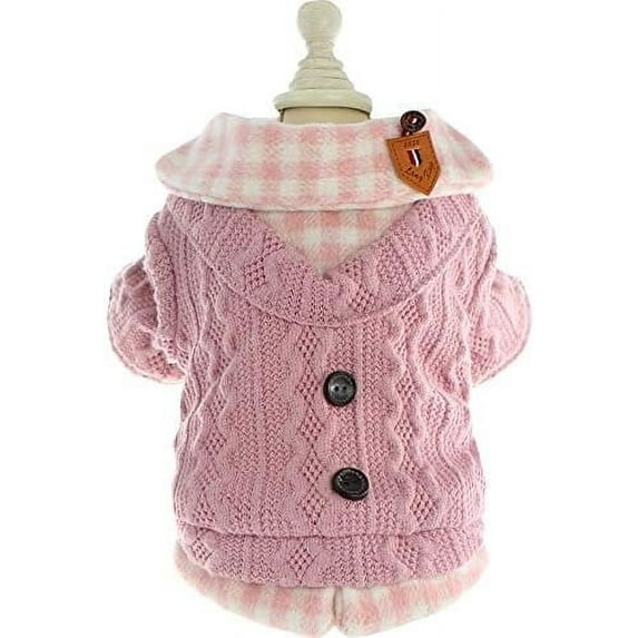 Dog Princess Sweater for Small Dogs Thick Shirt Plaid Clothes Costume Pet Girl Cute Coat Outfits Fall Costumes Winter Dog Sweaters (XS,Blue)