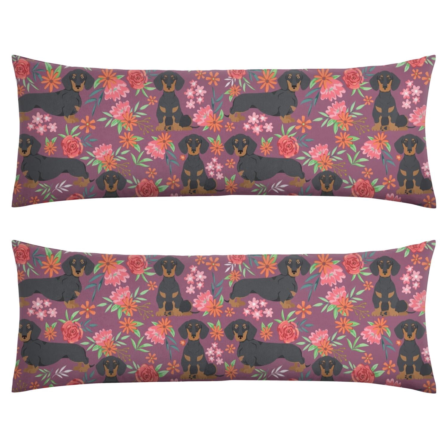 Dog Print Body Pillow Cover 20x54 - Soft Long Pillow Case with Invisible Zipper - Playful Puppy Design for Dog Lovers