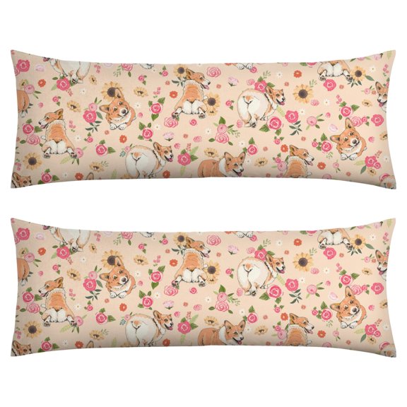 Dog Print Body Pillow Cover 20x54 - Soft Long Pillow Case with Invisible Zipper - Playful Puppy Design for Dog Lovers