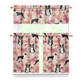 thumbnail image 1 of Dog Print Kitchen Curtains 36 Inch Short - 3 Panel Set, Cute Puppy & Floral Design, Rod Pocket Pet Lover Curtains 100% Polyester, Paw & Bone Pattern for Kitchen, Living Room, Bedroom, Easy Wash, 1 of 6