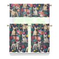 thumbnail image 1 of Dog Print Kitchen Curtains 36 Inch Short - 3 Panel Set, Cute Puppy & Floral Design, Rod Pocket Pet Lover Curtains 100% Polyester, Paw & Bone Pattern for Kitchen, Living Room, Bedroom, Easy Wash, 1 of 6