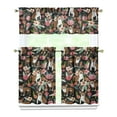 thumbnail image 1 of Dog Print Kitchen Curtains 36 Inch Short - 3 Panel Set, Cute Puppy & Floral Design, Rod Pocket Pet Lover Curtains 100% Polyester, Paw & Bone Pattern for Kitchen, Living Room, Bedroom, Easy Wash, 1 of 6