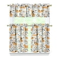 thumbnail image 1 of Dog Print Kitchen Curtains 36 Inch Short - 3 Panel Set, Cute Puppy & Floral Design, Rod Pocket Pet Lover Curtains 100% Polyester, Paw & Bone Pattern for Kitchen, Living Room, Bedroom, Easy Wash, 1 of 6
