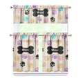 thumbnail image 1 of Dog Print Kitchen Curtains 36 Inch Short - 3 Panel Set, Cute Puppy & Floral Design, Rod Pocket Pet Lover Curtains 100% Polyester, Paw & Bone Pattern for Kitchen, Living Room, Bedroom, Easy Wash, 1 of 6