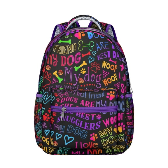 "Dog Print School Backpack - Cute Design Waterproof College Bag, Durable Travel Backpack with Multiple Pockets, Comfortable Wear"