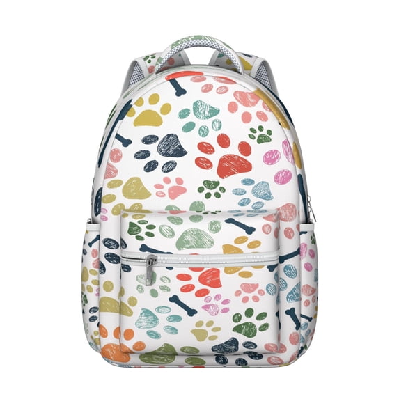 Dog Print Travel Backpack for Students - Durable Zippers, Side Water Bottle Holder, Ergonomic Design for Reduced Shoulder Strain