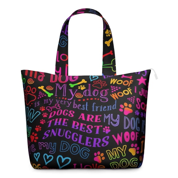 Dog Print Travel Tote Bag, Cute Canine Pattern Duffel for Women, Lightweight Carry-on for Weekend Getaways