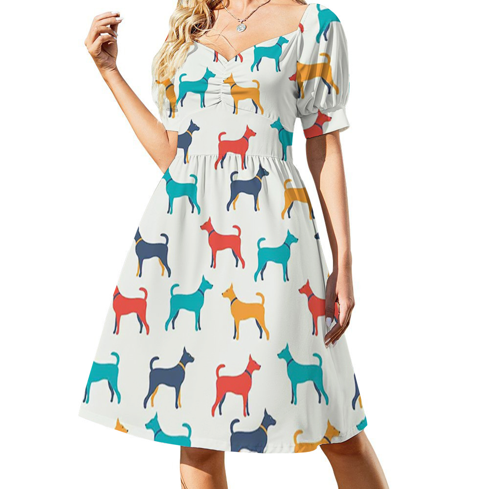 Womens dog print dress deals