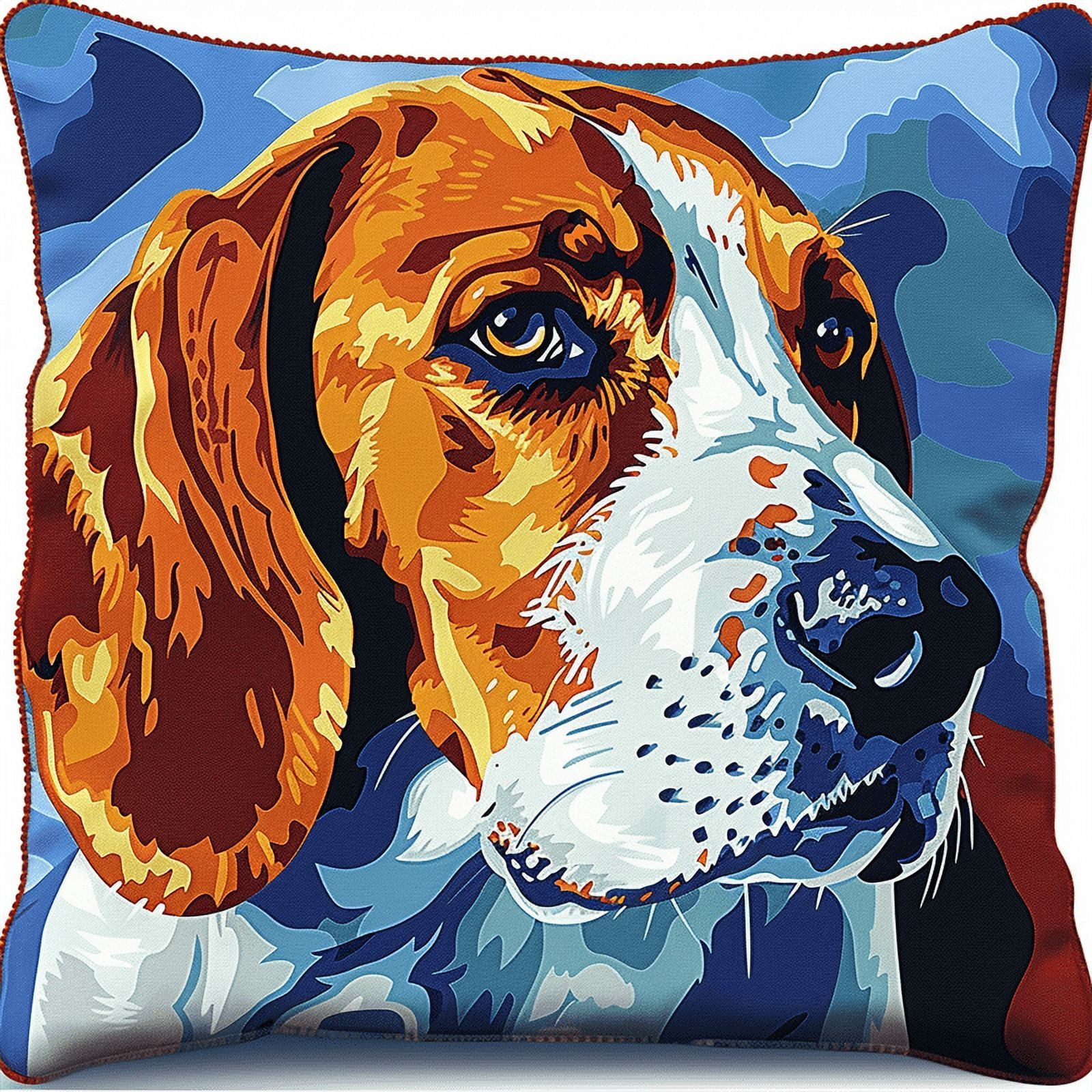 Dog Printed Cross Stitch Pillow Case Kits 11 Count Cross Stitch Kits 45X45cm DIY Needlepoint Handmade Embroidery Kit Home Decoration for Bedroom Sofa