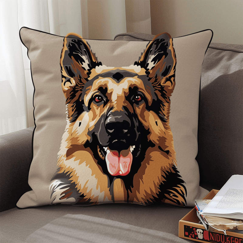 Dog Printed Cross Stitch Pillow Case Kits 11 Count Cross Stitch Kits 45X45cm DIY Needlepoint Handmade Embroidery Kit Home Decoration for Bedroom Sofa
