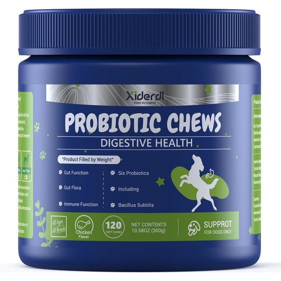Dog Probiotic Soft Chews 6-Strain Blend for Digestive & Immune Health Supports Gut Balance, Reduces Gas, Tasty Daily Treat for Dogs-120 Count