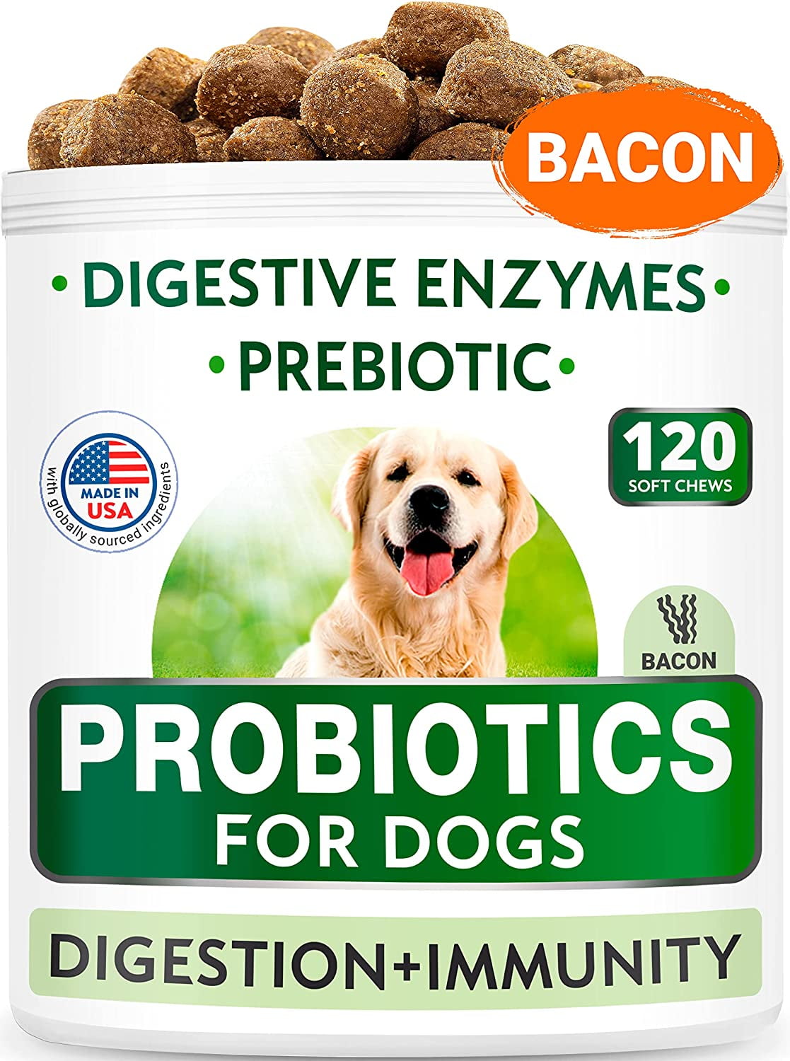 Dog Probiotics Chews Gas, Diarrhea, Allergy, Constipation, Upset