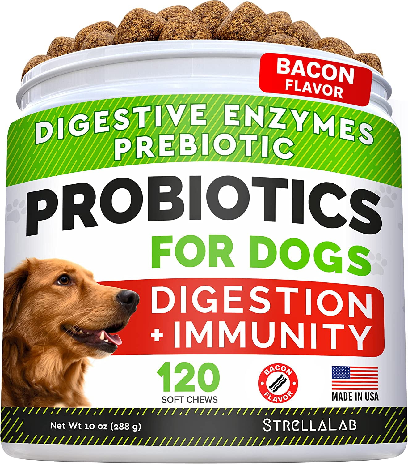 Dog Probiotics Treats for Picky Eaters Digestive Enzymes + Prebiotics