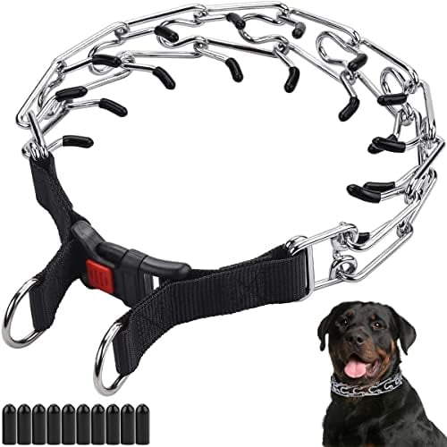 Dog Prong Collar, Adjustable Dog Training Collar with Quick Release Buckle for Small Medium Large Dogs Black,M/3.0mm (Neck: 16"-18" Weight: 50 lbs)