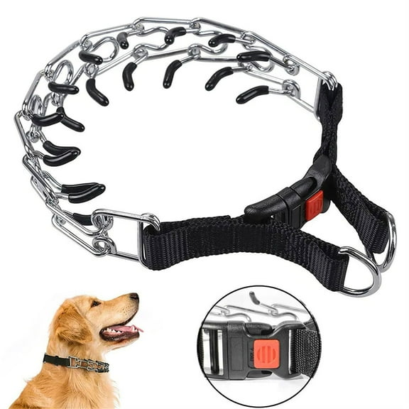 Dog Prong Collar, Dog Pinch Training Collar with Quick Release Snap Buckle And Adjustable Length