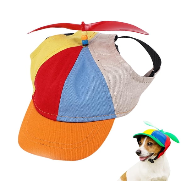 Dog Propeller Hat, Puppy Hat Propeller Baseball Hat, Adjustable Pet Cap with Ear Holes, Rainbow Helicopter Design for Cats & Dogs, Funny Baseball Costume Hats for Outdoor Walk.
