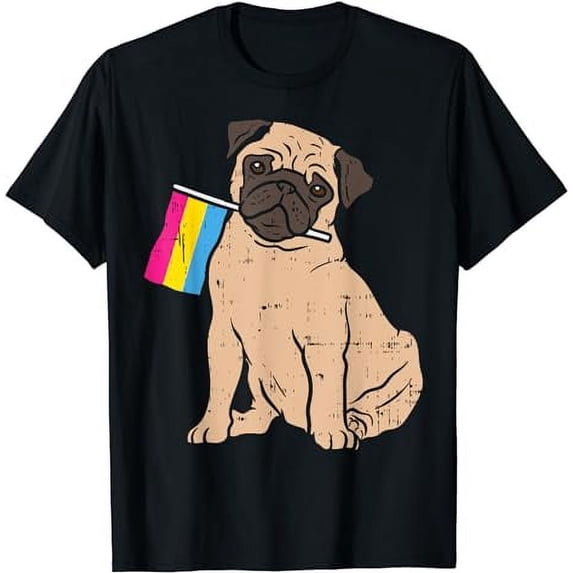 Dog Pug Pansexual Pride Flag Pan LGBT Animal Pet Lover Gift T-Shirt