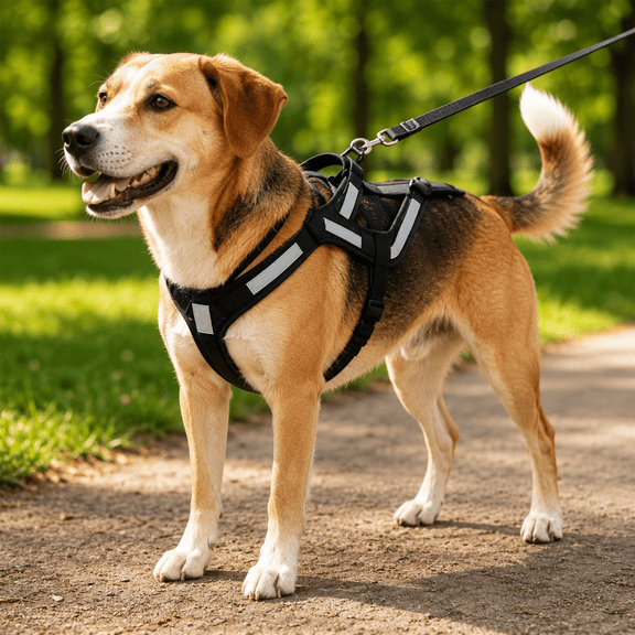 Dog Pulling Harness, Adjustable Reflective Heavy Duty Nylon Training Gear For Medium Large Dogs, Mushing Bikejoring Sled Equipment